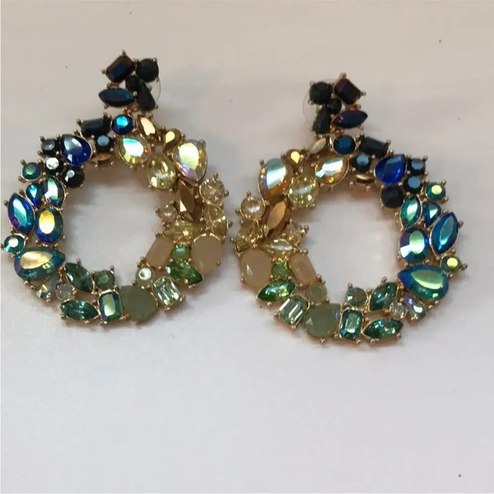 J.Crew matching ombre necklace earrings rhinestone set ombré
